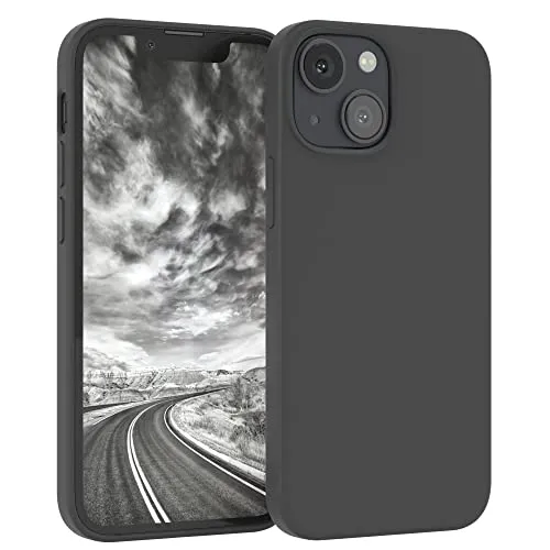 EAZY CASE Premium Silikon Handyhülle kompatibel mit iPhone 13 Mini Slimcover mit Kameraschutz und Innenfutter, Silikonhülle, Schutzhülle, Bumper, Handy Case, Hülle, Softcase, Dunkelgrau