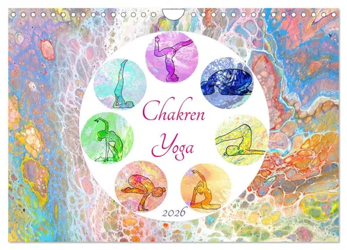 CALVENDO Wandkalender Chakren Yoga (Wandkalender 2026 DIN A4 quer), CALVENDO Monatskalender