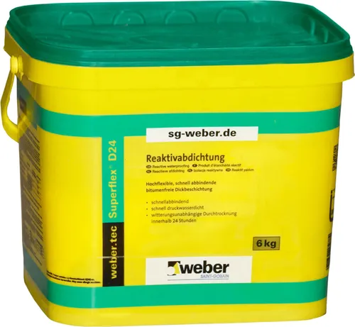 weber.tec Superflex D24 Reaktivabdichtung - Dichtmaterialien, flexible Reaktivabdichtung für zuverlässigen Schutz gegen Feuchtigkeit und Wasserschäden.