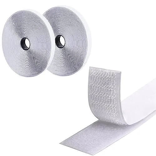 5M×2CM Klettband Selbstklebend,Klettverschluss Extra Stark Doppelseitig Klebende, Tape Self Adhesive for Fabric,Breit Klebepad Enthält Flauschband und Hakenband für Haushalt,DIY-Weiss