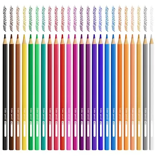 WISYOK Buntstifte Set 24 Farben, Sechseckige Farbstifte, Holzstifte, Colored Pencils im Kartonetui für Schulanfänger