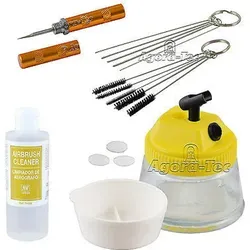 Agora-Tec® 5 in 1 Airbrush CLEAN Set mit Vallejo Reiniger - Modellbauzubehör für die perfekte Pflege Ihrer Airbrush-Pistolen, inklusive Reinigungspott, Bürsten und hochwertigem Vallejo Reiniger für optimale Ergebnisse und sauberes Handling.