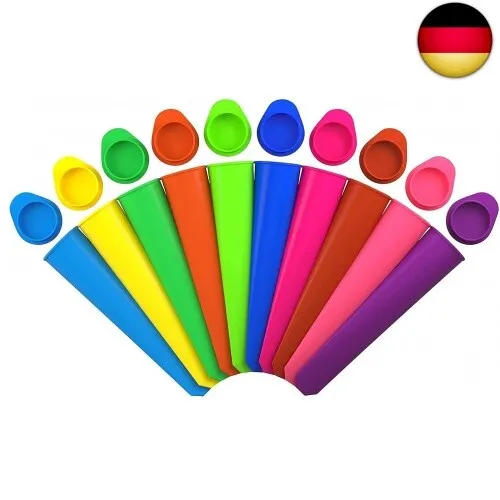 iNeibo Eisformen Silikon bpa frei 10 Stück Eisformen eis am stiel Wassereis formen tüten Eisformen Wassereis mit Deckel Silikonform Eistüten wiederverwendbar popsicle Eisform für Wassereis