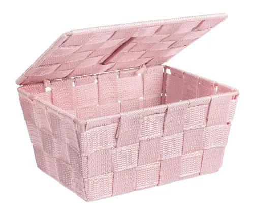 WENKO ADRIA Aufbewahrungsbox - Praktische Organizer-Box für Badaccessoires, Kosmetik und Schmuck. Aus strapazierfähigem Polypropylengewebe, mit großem Fach und staubschützendem Deckel für einfachen Zugriff und Ordnung.