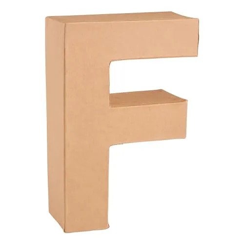 GLOREX 6 2029 106 - Papp - Buchstabe F, Buchstabe aus brauner Pappe, ca. 17,5 X 5,5 cm groß, zum bemalen und bekleben, für Serviettentechnik und Décopatch, ideal als Dekoration
