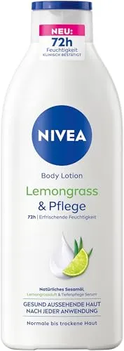 NIVEA Body Lotion Lemongrass & Pflege, Körpercreme mit Tiefenpflege Serum für 72h Feuchtigkeit, Körperlotion mit Sesamöl und erfrischendem Duft (400 ml)