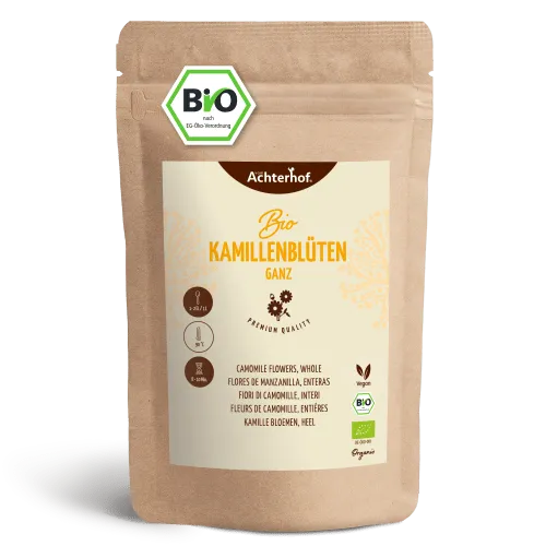 Kamillenblüten getrocknet Bio 1000g | 100% natürliche Blüten für aromatischen Kamillentee - Tees, in Bio-Qualität und schonend getrocknet, ideal für wohltuenden Kamillentee mit leicht bitterem und mildem Geschmack.