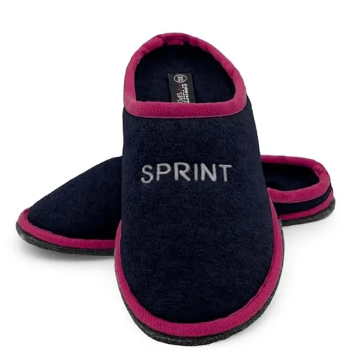 Sprint Sport Pantoffeln aus Filz, Hausschuhe Indoor rutschfeste Slippers, Puschen, Schluffen für Sie uns Ihn (Navy Pink, EU Schuhgrößensystem, Erwachsene, Numerisch, M, 37)