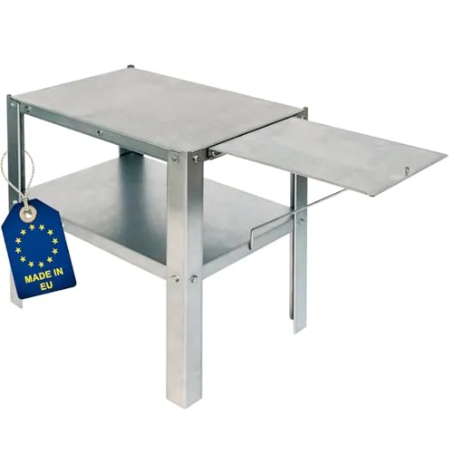 ITA Tisch für Räucherofen - Legierter Stahl - Praktischer Räucherofenständer aus hochwertigem, verzinktem Stahl. Perfekte Größe (45x28x40/65 cm) für effizientes Arbeiten und optimale Organisation von Räucherzubehör.