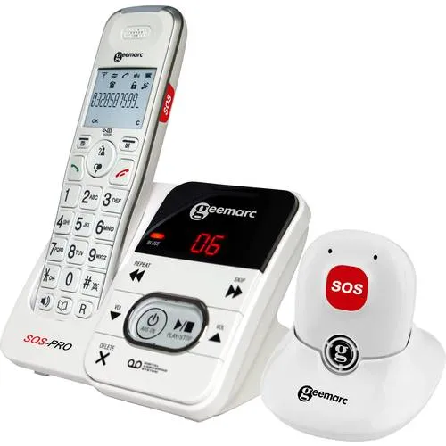 Geemarc Amplidect 295 SOS Pro - Verstärktes schnurloses Telefon für Senioren, lauter Klingelton und Notruf-Medaillon mit SOS-Funktion