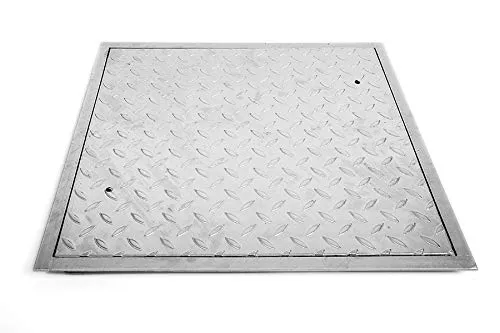 SA-60/80 Stahl Schachtabdeckung verzinkt begehbar 600 x 800 mm Tränenblech Schachtdeckel Deckel mit Rahmen Kanalschacht quadratisch eckig