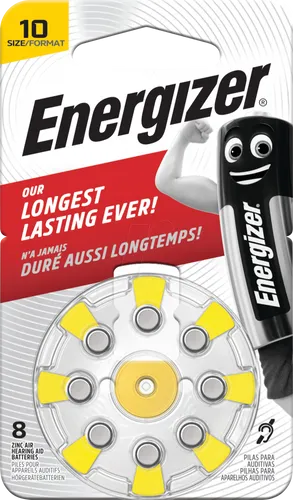 EN 8X10 - Hörgerätebatterie, Zink-Luft, 5,8x3,6 mm, Aid 10, 8er-Pack