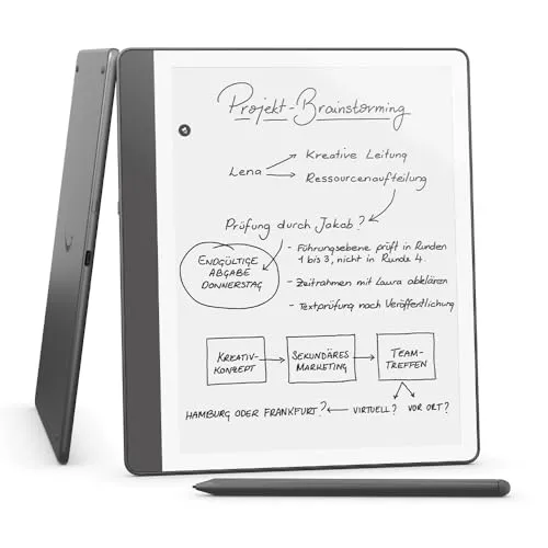 Amazon Kindle Scribe (64 GB) – E-Book-Reader mit Premium-Eingabestift - E-Book-Reader und Notizbuch in einem. Mit neuartigem Display, das Schreiben wie auf Papier ermöglicht, und integriertem Notizbuch für Meeting-Protokolle und To-do-Listen.