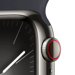 Apple Watch Series 9 41mm Cellular - Edelstahlgehäuse in Graphit - Smartwatch mit 64 GB Speicher und Kautschukarmband, ideal für Fitness-Tracking und Benachrichtigungen, kompatibel mit iOS und Android.