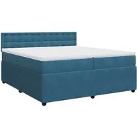 vidaXL Boxspringbett mit Matratze Blau 200x200 cm Samt - Luxuriöses Boxspringbett für erholsamen Schlaf, ausgestattet mit einer hochwertigen Taschenfederkernmatratze und stimmungsvoller LED-Beleuchtung für ein individuelles Ambiente.