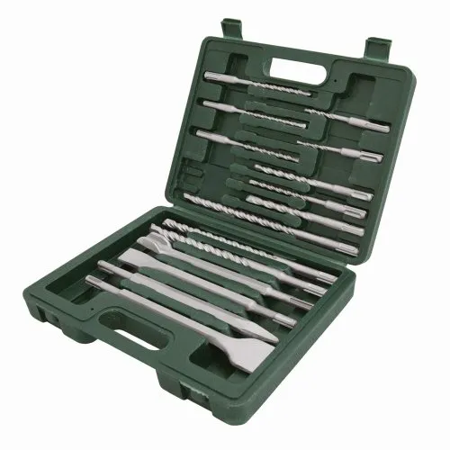 Silverline 196570 SDS-Plus Steinbohrer und Meißel Set, 15-tlg. - Bohr- und Meißelset für Stein mit korrosionsbeständiger Beschichtung, ideal für präzise Arbeiten. Lieferung im robusten Tragekoffer für einfache Aufbewahrung.