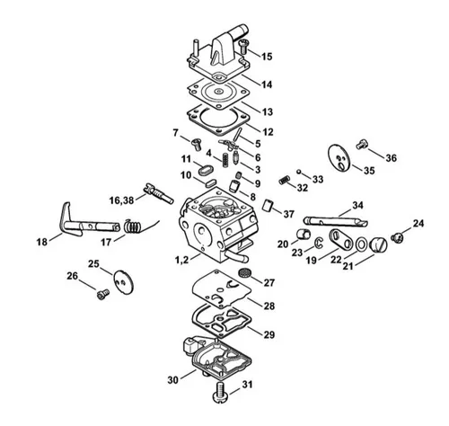 Original STIHL Vergaser C1Q-S51D für FS120, FS200, FS250, FS300, FS350 - Motorteile, optimiert für maximale Leistung und Zuverlässigkeit in STIHL Freischneidern.