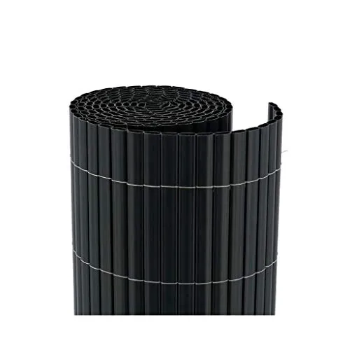 Videx Balkon-Sichtschutz PVC Rügen | anthrazit |90 x 300 cm| 100% Blickdicht ohne Abstand zwischen Röhrchen | Premium-Qualität Made in Germay |stabile wetterfeste Sichtschutzmatte