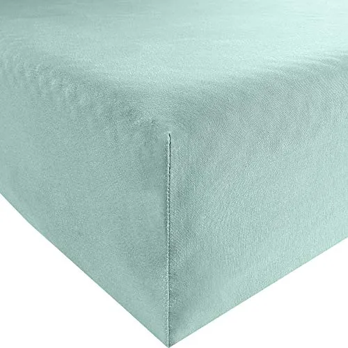 Erwin Müller Spannbettlaken Murnau - Mint, 140x200 cm & 160x200 cm - Kissenbezüge aus hautfreundlichem Single-Jersey, bügelfrei und strapazierstark. Ideal für Matratzen bis 22 cm Höhe, mit Rundumgummi für faltenfreien Sitz. Nachhaltig produziert mit MADE IN GREEN by OEKO-TEX.