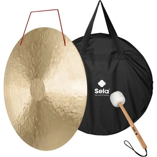 Sela Wind Gong 40"/100cm - Handgefertigtes Meisterstück - Gongs, Durchmesser 100 cm, mit handgefertigtem Design aus Bronzelegierung, inklusive Tragetasche und Schlägel für ein einzigartiges Klangerlebnis.