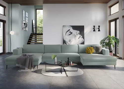 DOMO collection Wohnlandschaft Modica U-Form aktuelles, kubisches Design mit 2 Recamieren, viel Platz, XXL, auch in Cord, Fußhöhe passend für gängige Saugroboter!