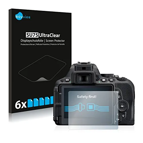 Savvies 6 Stück Schutzfolie für Nikon D5500 Displayschutz-Folie Ultra-Transparent