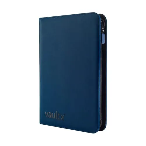 Vault X 9-Taschen-Trading-Kartenordner mit Reißverschluss, 360 Karten, Premium Exo-Tec-Albummaterial, 20 seitlich ladbare Seiten, Sammelordner für Sammelkartenspiele, Sportkarten, TCG (Blau)