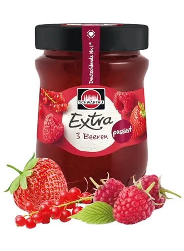 Schwartau Extra 3 Beeren, Konfitüre ohne Stücke & ohne Kerne, 340g