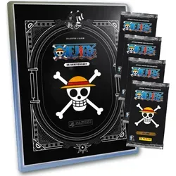 Panini One Piece Karten - Anniversary Sammelkarten (2025) - 1 Mappe + 4 Booster