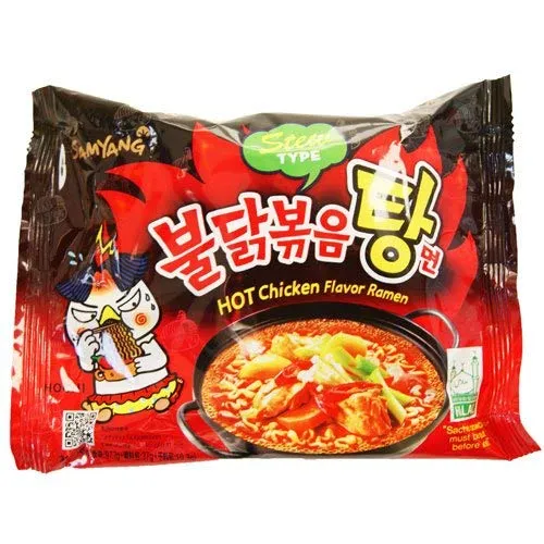 Samyang Buldak Hot Chicken Flavor Ramen, Instantnudeln Stew Type, scharfe Ramen Suppe, Eintopf mit Hühnchengeschmack, Karton mit 40 Packungen (40 x 145g)