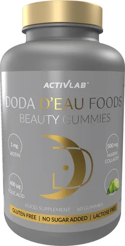 Activlab DODA D'EAU FOODS Beauty Gummies - 60 Gele, Zitronen-Limetten-Geschmack, Biotin, Meereskollagen, Folsäure, Immunität