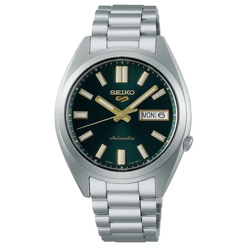 Seiko 5 Sports Automatic Herrenuhr SRPL57K1 - Elegante Herrenuhr mit tiefem Nachtblauem Zifferblatt und goldfarbenen Details. Das robuste Edelstahlgehäuse und das Automatikwerk garantieren stilvolle Zeitmessung für Retro-Chic-Liebhaber.