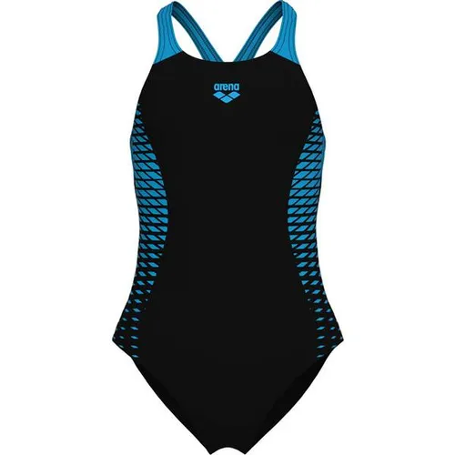 ARENA Openings Unisex Kinder Badeanzug, Black/Turquoise, 128 - Wettkampf-Badeanzüge für Mädchen, hervorragende Passform und maximale Chlorbeständigkeit für beste Leistung im Pool.