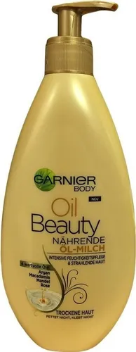 Garnier Nährende Öl Milch – Körper Öl mit 4 wertvollen Ölen - Körperpflege mit Argan, Macadamia, Mandel und Rose für trockene Haut. Versorgt intensiv mit Feuchtigkeit und Nährstoffen, ohne zu fetten oder zu kleben.