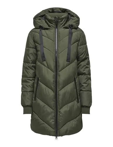 JDY Damen Steppjacke JDYSkylar Padded gesteppter Parka mit Kapuze 15207784 Forest Night/Black XS