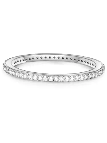 GLANZSTÜCKE MÜNCHEN Damen-Ring Sterling Silber Zirkonia weiß - Eleganter Memory Ring - ELEGANTER DAMENRING: Der filigrane Silberring mit funkelnden Zirkoniasteinen ist eine stilvolle Wahl für besondere Anlässe. IDEAL ALS GESCHENK: Geliefert in einer attraktiven Schmuckbox, perfekt für persönliche Botschaften.