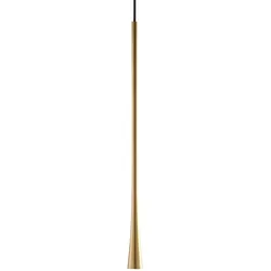 Light Point Drop S2 Pendelleuchte in Gold - Moderne Pendelleuchte (90 cm) mit minimalistischer Ästhetik, ideal für hohe Räume. Sie bietet punktuelle Beleuchtung und setzt stilvolle Akzente über Esstisch oder Kücheninsel.