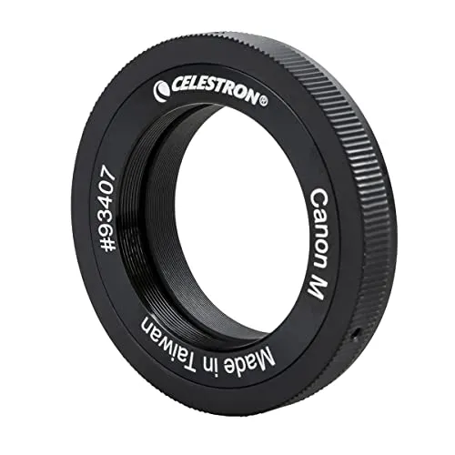 Celestron 93407 Canon M-Mount T-Ring with 42mm Diameter Thread - For Terrestrial and Celestial Imaging, Compatible with EOS M-Mount Mirrorless Cameras and Celestron T-Adpaters, Black