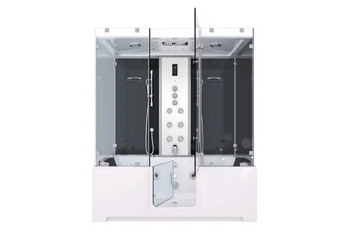AcquaVapore Großraumdusche Whirlpool K88-SW-TH-C-ALL mit Tür - Luxuriöse Duschkabine mit 32 Düsen für vielfältige Massagen, aus Sicherheitsglas ESG, rutschsicher und mit einfacher Reinigung. Ideal für entspannende Momente in Ihrem Badezimmer.