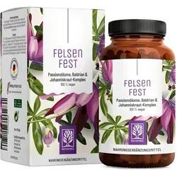 Felsenfest Johanniskraut Baldrian Passionsblume Komplex 90 St - Beruhigungskapseln - Arzneimittel zur Unterstützung bei Stress und Unruhe - rezeptfrei erhältlich, ideal für entspannte Momente.
