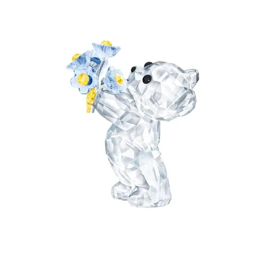 Swarovski Kris Bär – Vergissmeinnicht - Sammlerfigur mit 599 funkelnden Kristallen, ideal als festliches Geschenk oder stilvolle Dekoration für jeden Raum.