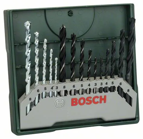 Bosch Bohrer Mini-X-Line Mixed-Set, 15-teilig - Werkzeugteil für vielseitige Anwendungen: Ideal für Beton, Holz und Metall. Inklusive 15 hochwertigen Bohrern für perfekte Ergebnisse.