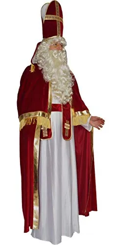MAYLYNN Kostüm Bischof Nikolaus - XXL Weihnachtsmann Verkleidung, 4-teilig mit edlen goldenen Bordüren und Klettverschluss für festliche Anlässe