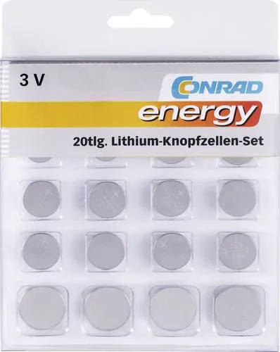 Knopfzellen-Set Je 2x CR1025, CR1620, CR1632, CR2016, CR2430, CR2450, sowie je 4x CR2025, CR 2032