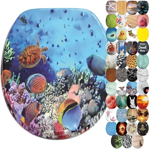 Sanilo WC-Sitz Ocean mit Absenkautomatik - Toilettendeckel in modernem Ocean-Design, pflegeleicht und mit SoftClose-Funktion für leisen Gebrauch. Einfache Montage mit Videoanleitung, ideal für jedes Badezimmer.