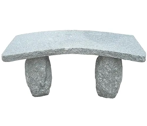 Dehner Gartenbank 2-Sitzer aus Granit - Sitzbank für Garten und Terrasse, robust und klassisch schön mit gebogener Sitzfläche, ideal für entspannte Stunden im Freien.