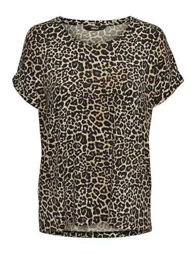 ONLY Kurzarmshirt ONLMOSTER – Modisches Animal-Print Shirt in Schwarz - Stylisches Kurzarmshirt mit lockerem Schnitt und Animal-Print. Aus pflegeleichter Viskose-Mischung für optimalen Tragekomfort. Ideal für lässige Outfits!