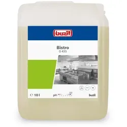 Buzil G435 Bistro 10 L Küchenreiniger - Alkalischer Küchenreiniger für professionelle Fett- und Eiweißlösungen, ideal für Großküchen und Gastronomie. Exzellente Reinigungswirkung mit stabiler Schaumstruktur für vertikale Oberflächen.