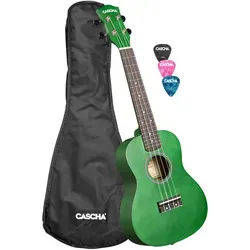 Concert Ukulele Linden Green - Inklusive Tasche und 3 Picks, warmer Klang und ideal für Anfänger und Fortgeschrittene