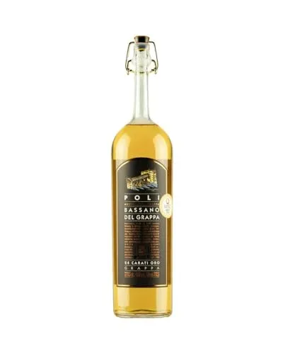 Poli Bassano del Grappa 24 Carati Oro 40% Vol. 0,7l - Edler Grappa aus dem Hause Poli Distillerie, handwerklich destilliert und in Eichenfässern gereift. Genießen Sie die harmonische Komplexität und den goldenen Glanz – perfekt als Digestif oder zu feinem Gebäck.